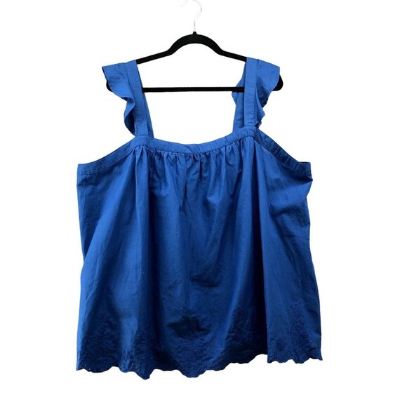 Lane Bryant Cami Top Womens Size 22 Blue Square Neck Flutter Crochet Hem - Picture 1 of 8